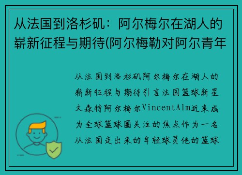 从法国到洛杉矶：阿尔梅尔在湖人的崭新征程与期待(阿尔梅勒对阿尔青年直播)